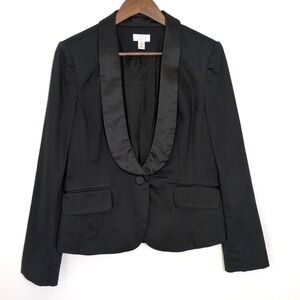 LOFT Elegant Black Blazer with Satin Lapel